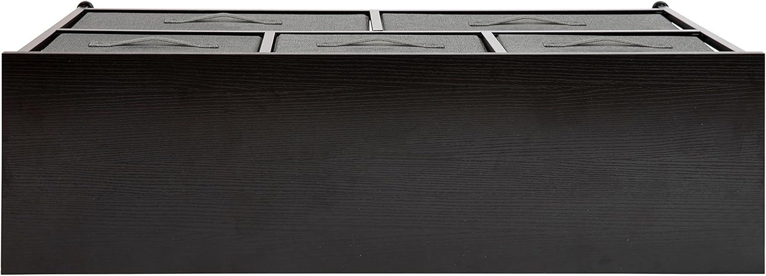 Flash Furniture 5 Drawer Wood Top Black Cast Iron Frame Vertical Storage Dresser with Dark Gray Easy Pull Fabric Drawers