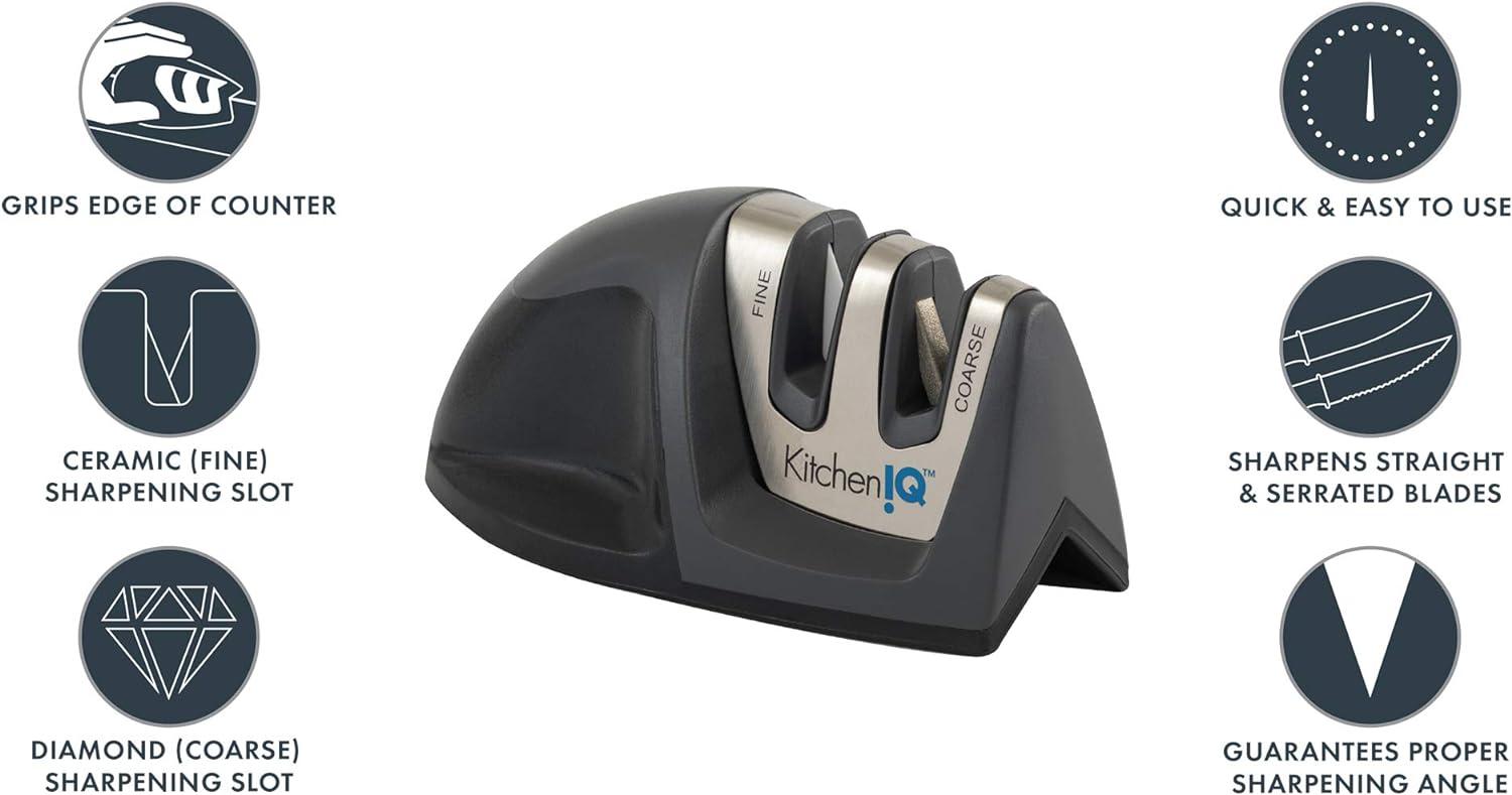KitchenIQ Deluxe Diamond Edge Grip 2-Stage Knife Sharpener