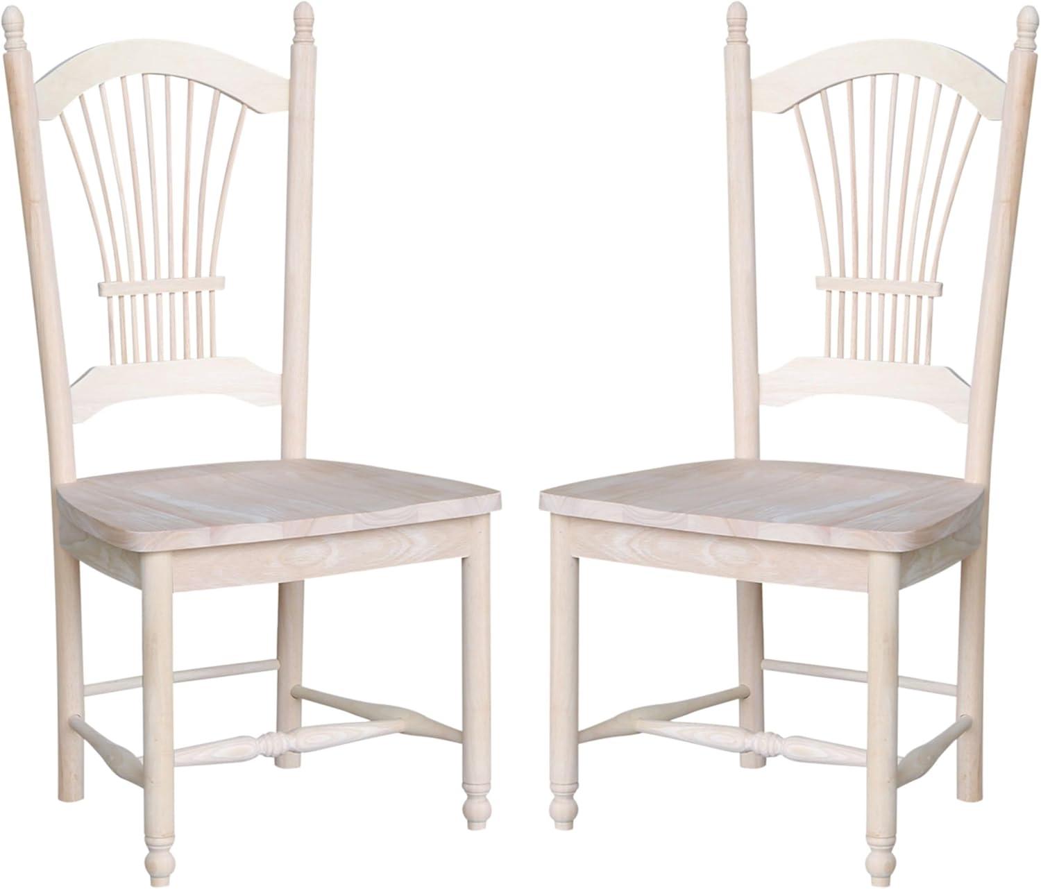 International Concepts Set Of 2 Sheafback Chair Unfinished: Hardwood Frame, Farmhouse Style, 225 lbs Capacity