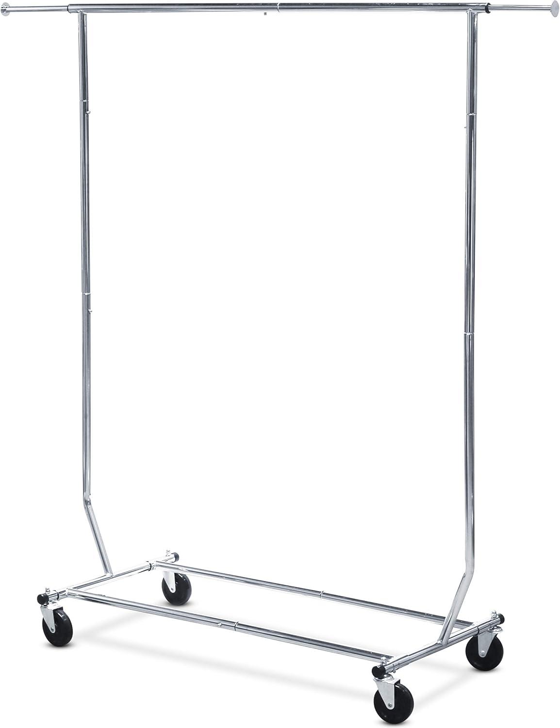 Chrome Rectangular Portable Clothing Garment Rack