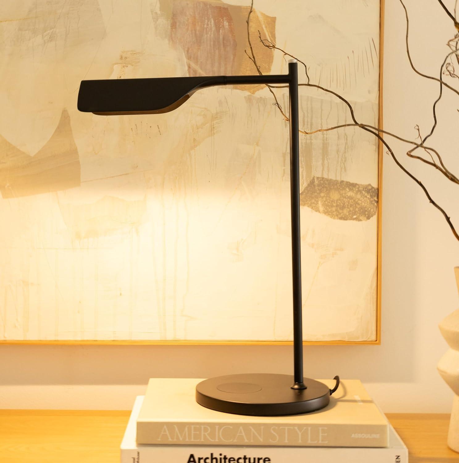 Brightech Leaf 16" Vintage LED Desk Lamp with Wireless Charging Pad, Adjustable Arm, and 3-Way Dimming