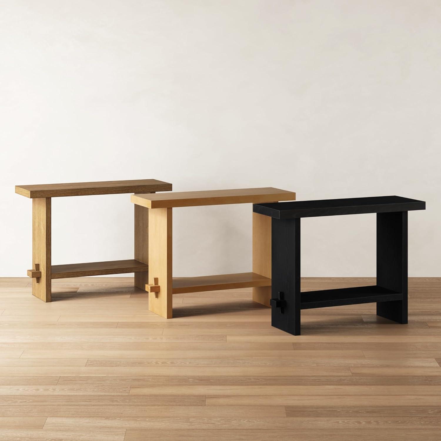 Virgo Black Oak Wood Console Table with Storage