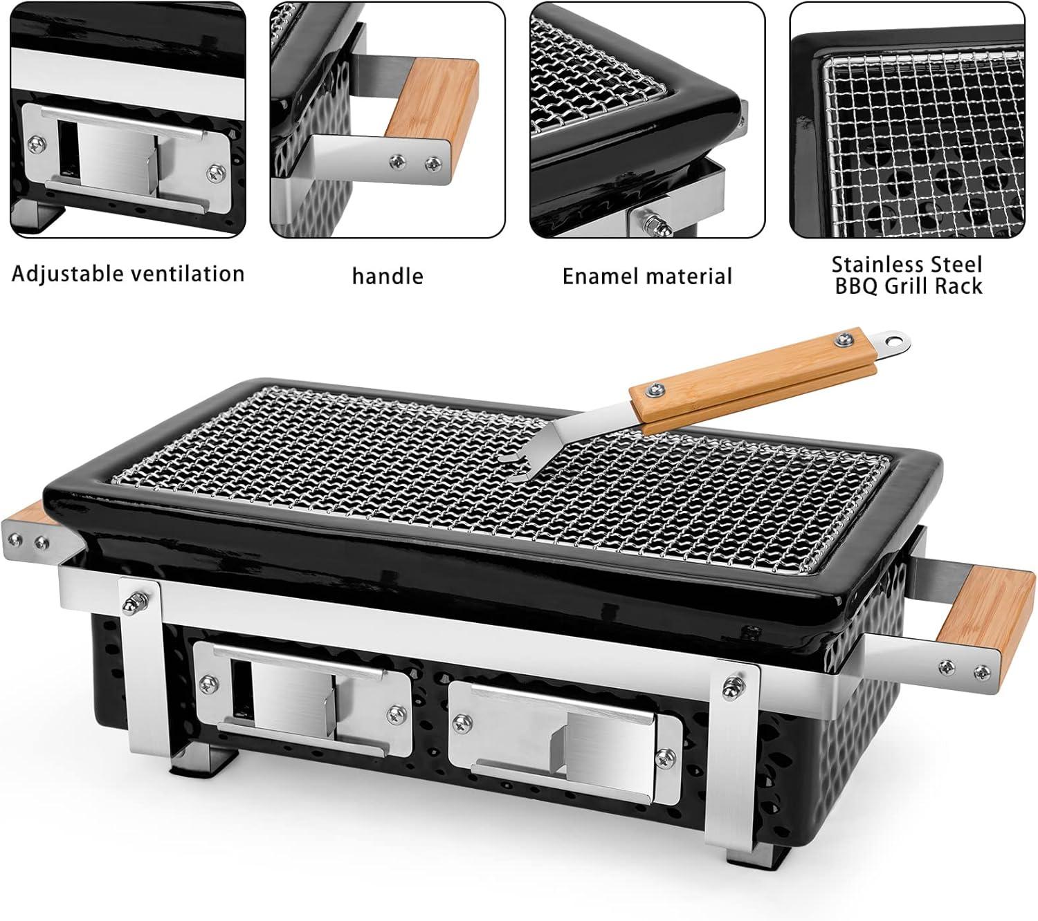 Square16''Charcoal BBQ Grill Hibachi Grill
