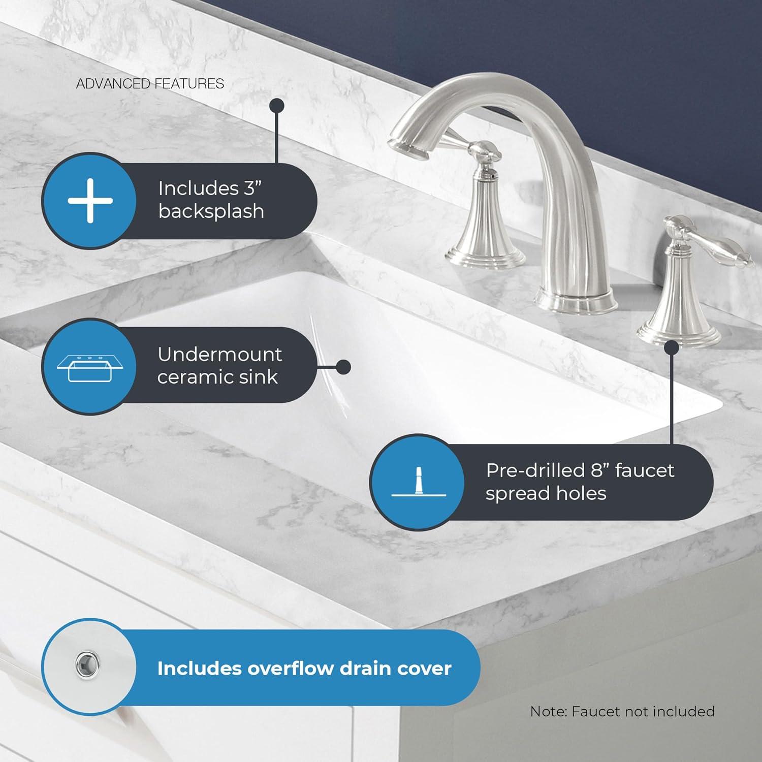 OVE Decors Athea 72 in. W Bath Vanity with Premium Countertop and Power Bar