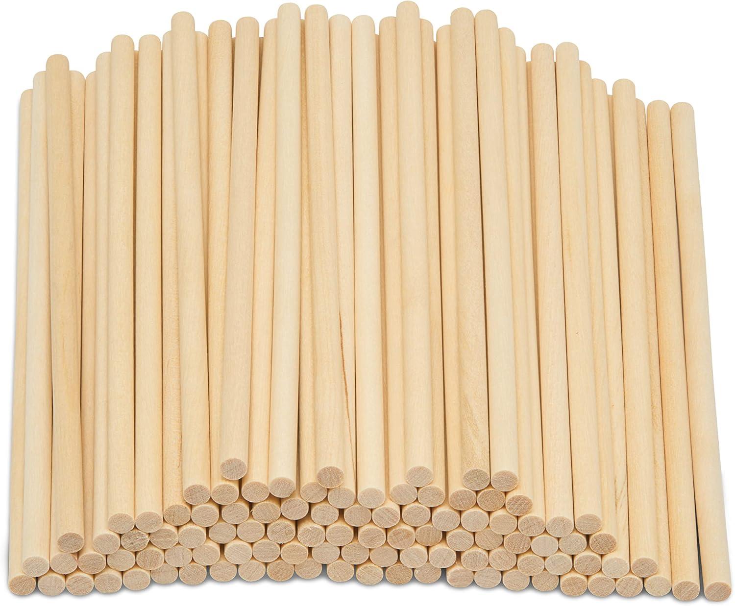 Wooden Dowel Rod, 3/16 Inch x 6 Inch Wood Dowels, Pack of 100 Wooden Dowels for Crafts, Unfinished Hardwood Wooden Dowels Rods, Strong Wood Rod Dowels for Crafting and DIYers