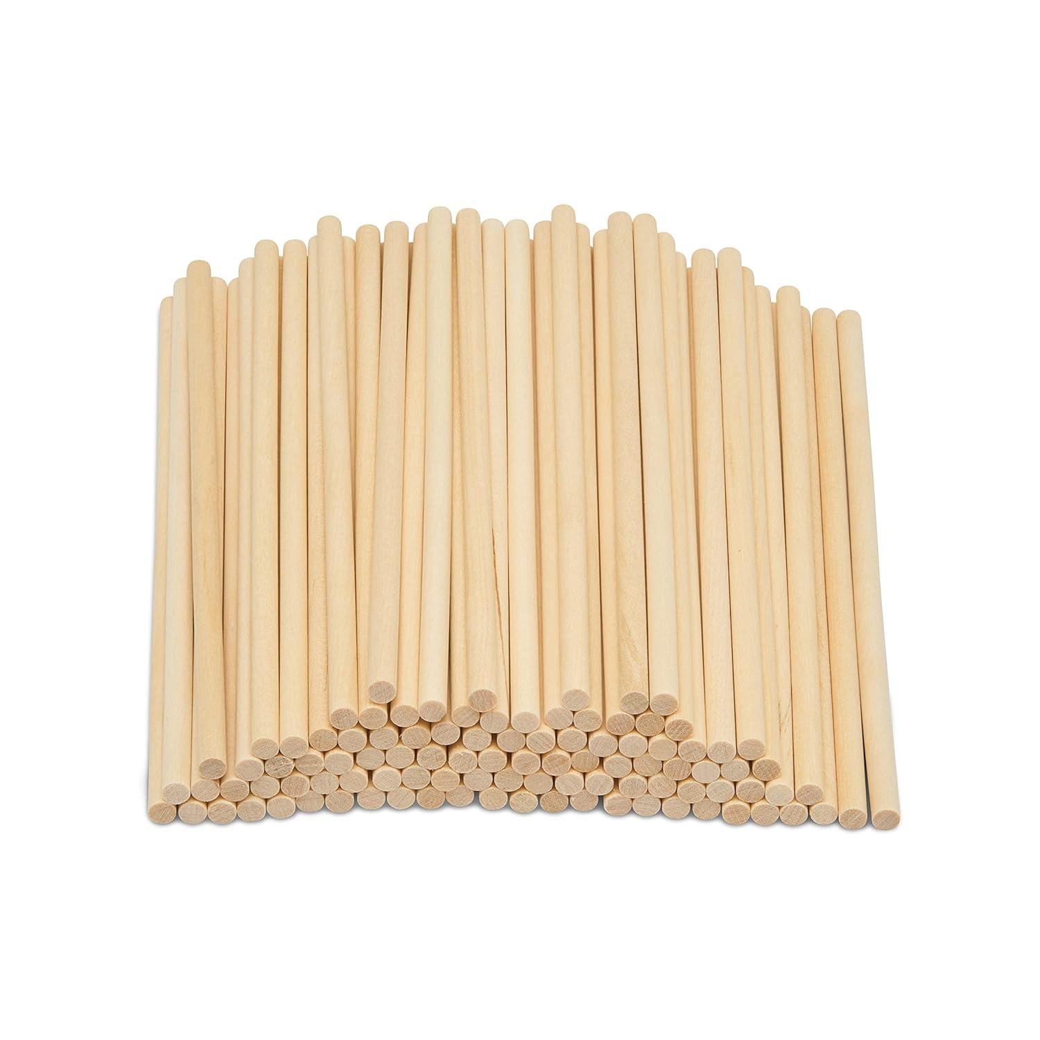 Wooden Dowel Rod, 3/16 Inch x 6 Inch Wood Dowels, Pack of 100 Wooden Dowels for Crafts, Unfinished Hardwood Wooden Dowels Rods, Strong Wood Rod Dowels for Crafting and DIYers