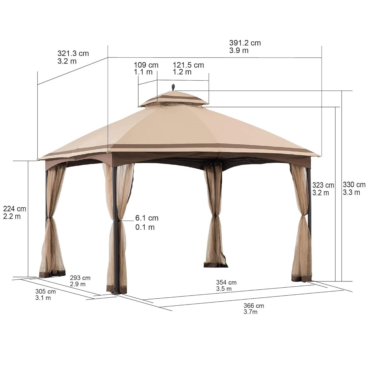 Sunjoy 2 Tone Striped 10.5 x 13 ft. 2 Tier Fabric Topped Steel Gazebo