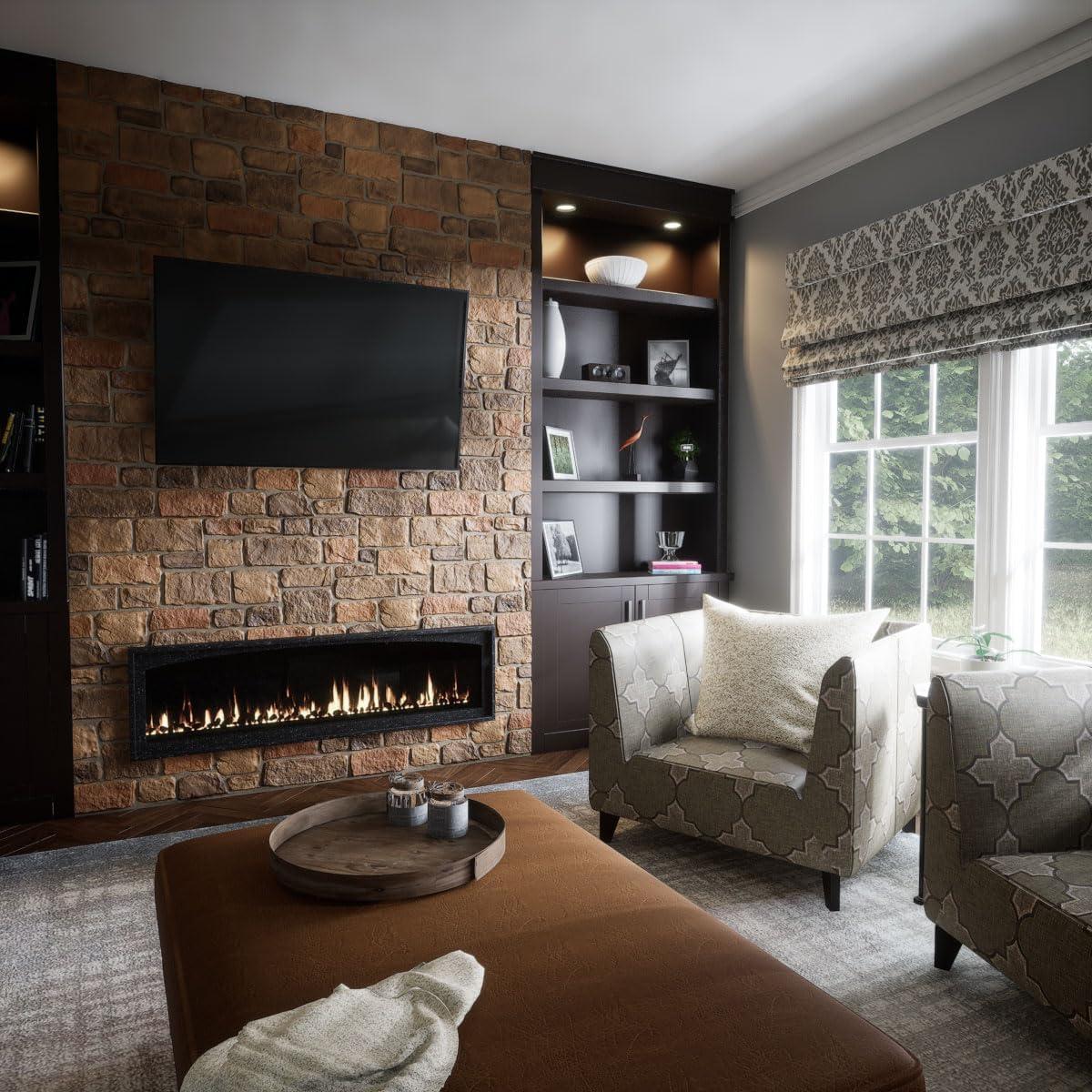 EverStone Cobblestone Faux Stone Panel, 48"W x 23 3/4"H x 1 1/8"D, Rustic Roast Color