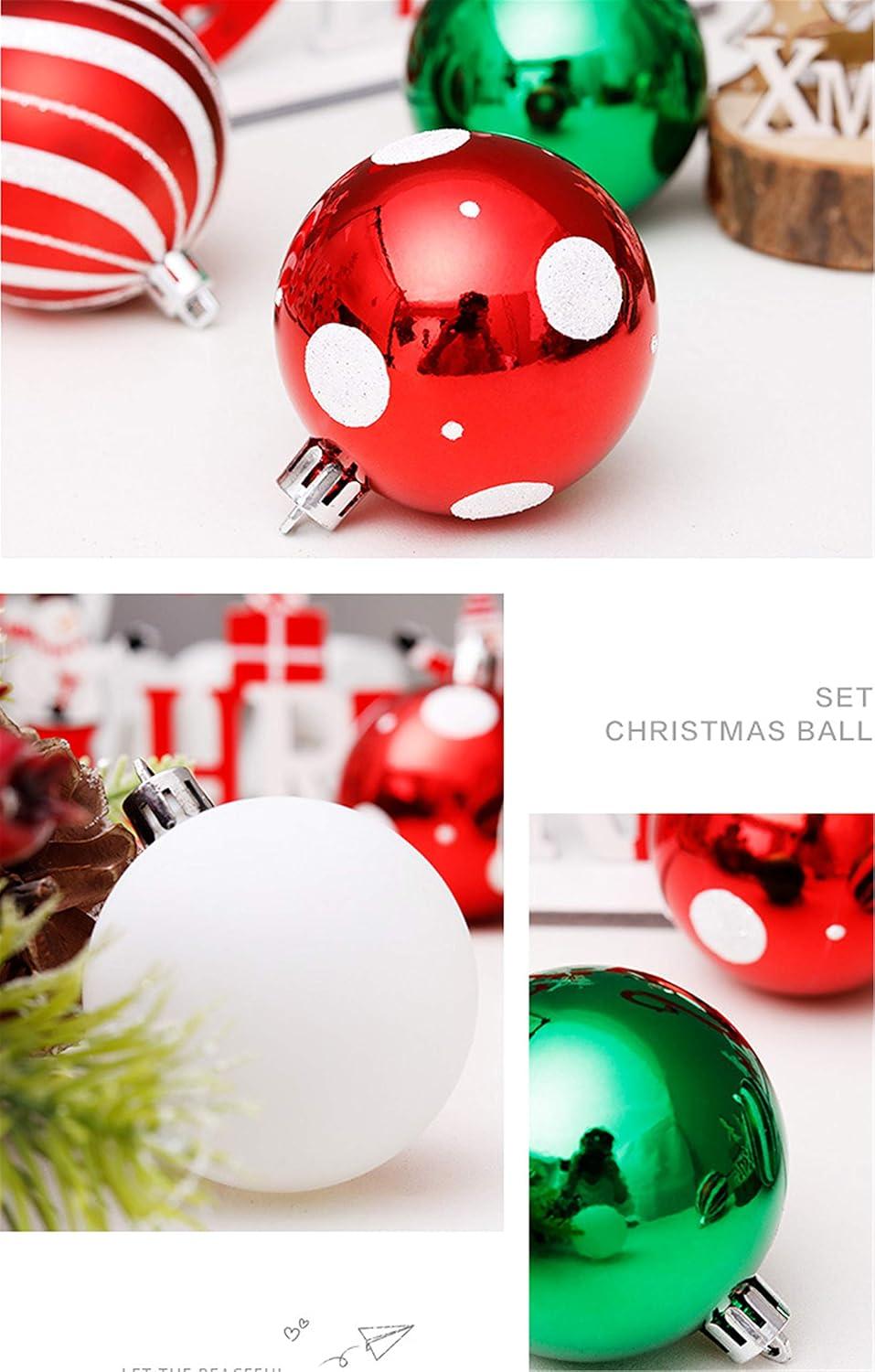 Yoloke 30PCS Christmas Balls Ornaments, Shatterproof Holiday Bulbs Festive Wedding Hanging Ornaments Christmas Tree Decoration (Red&Green)