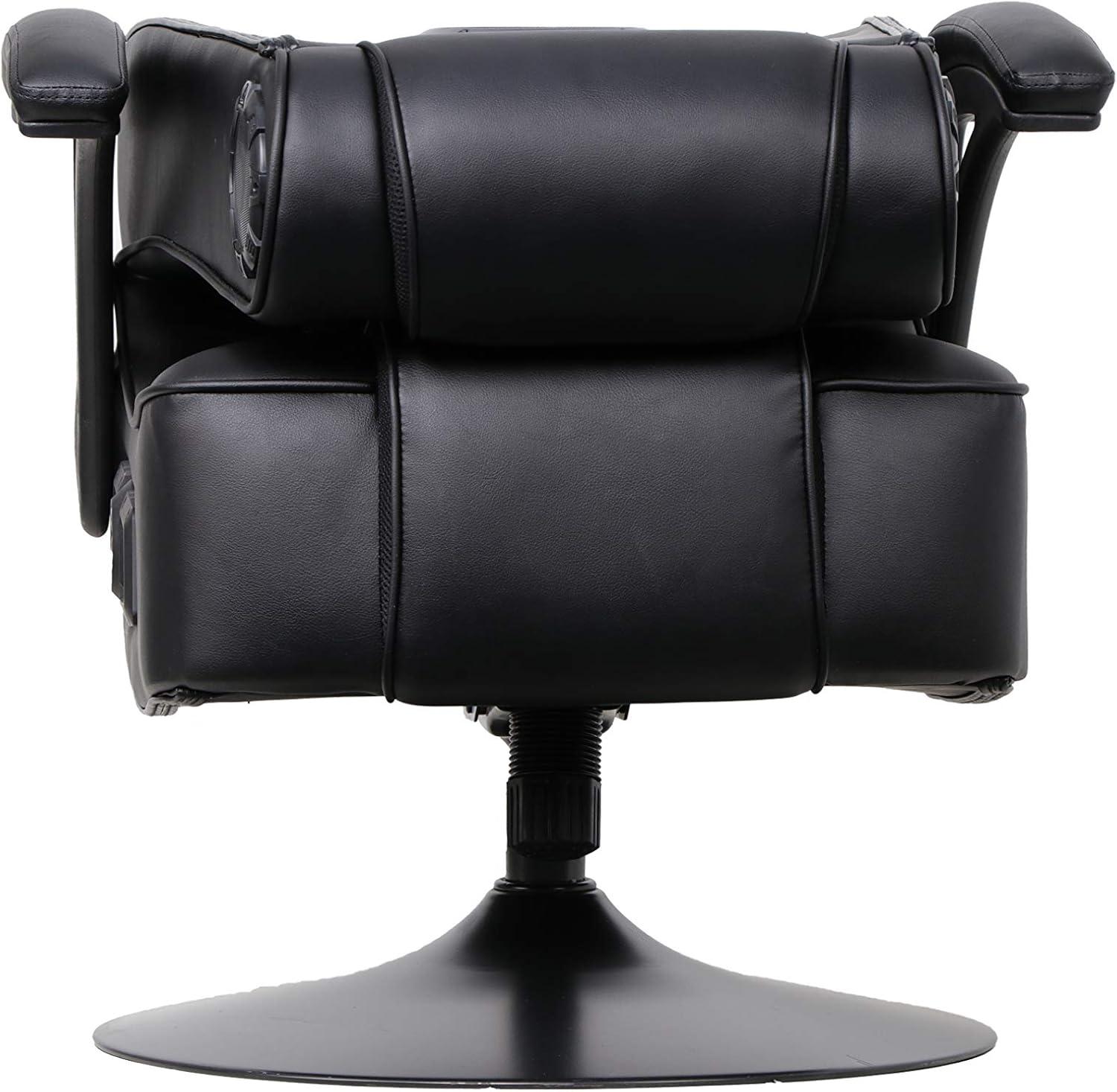 Black Faux Leather Swivel Gaming Chair with Built-in Speakers