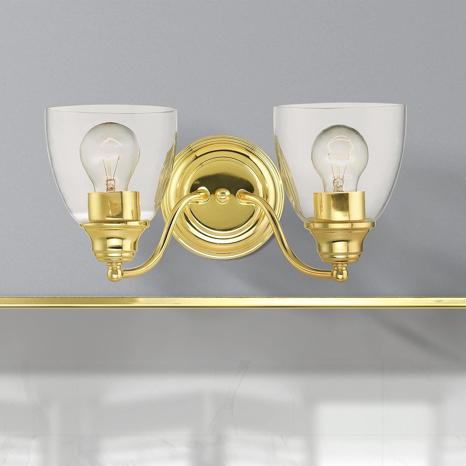 Montgomery Polished Brass 2-Light Vanity Sconce with Hand-Blown Glass