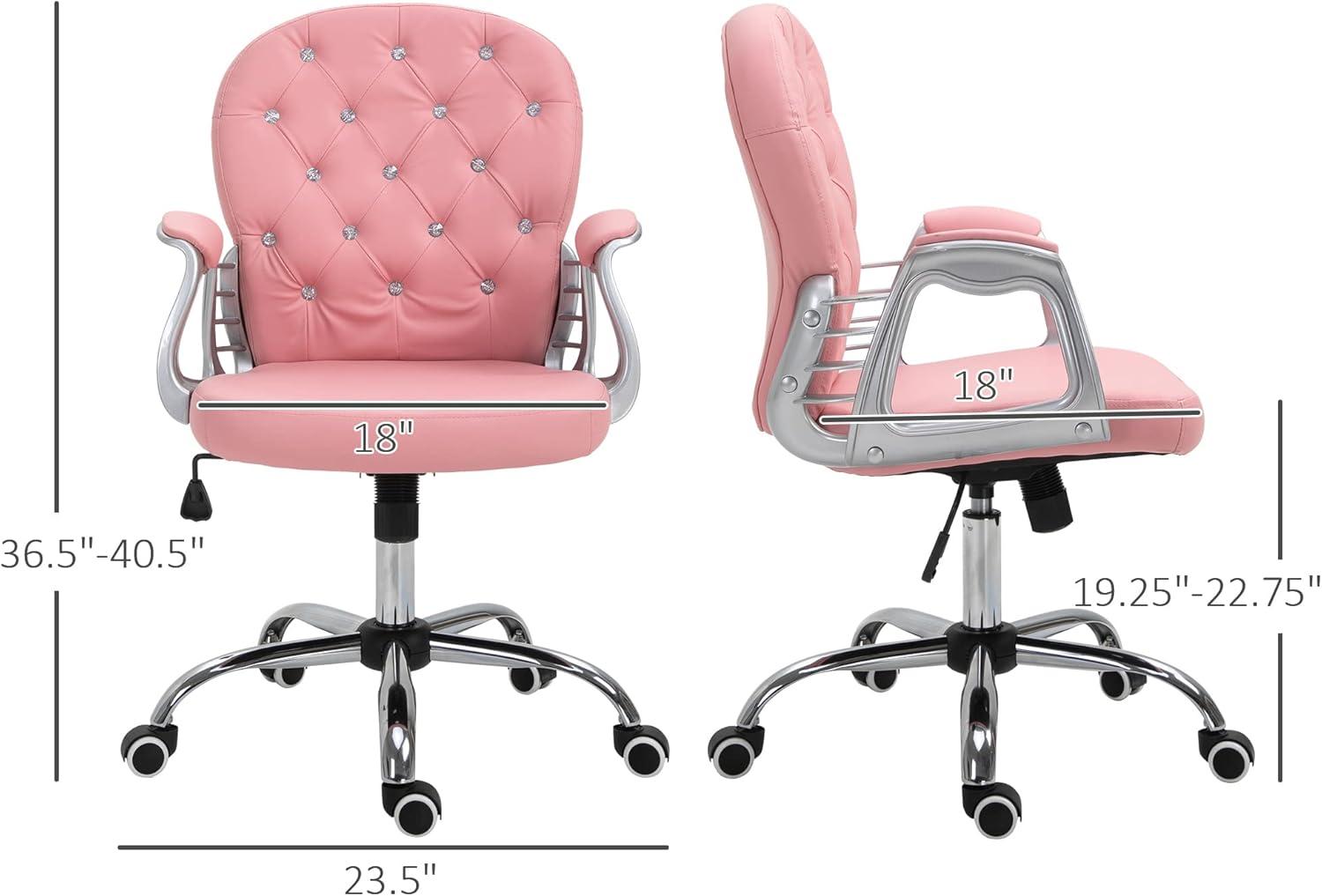 Vinsetto Indoor Height Adjustment and Armrest Office Desk Chair, Pink