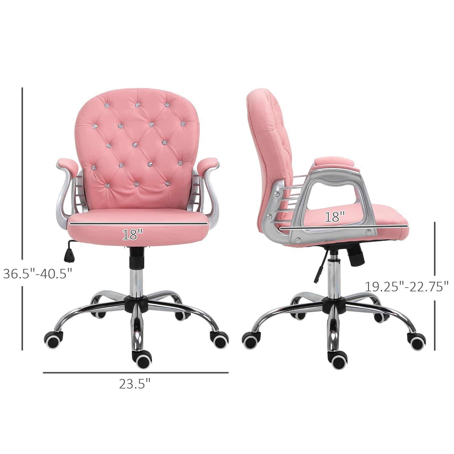 Vinsetto Indoor Height Adjustment and Armrest Office Desk Chair, Pink