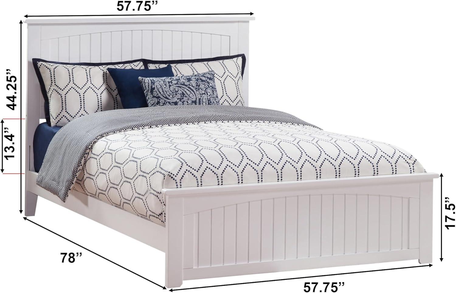 Nantucket Queen Low Profile Platform Bed with Matching Footboard in White