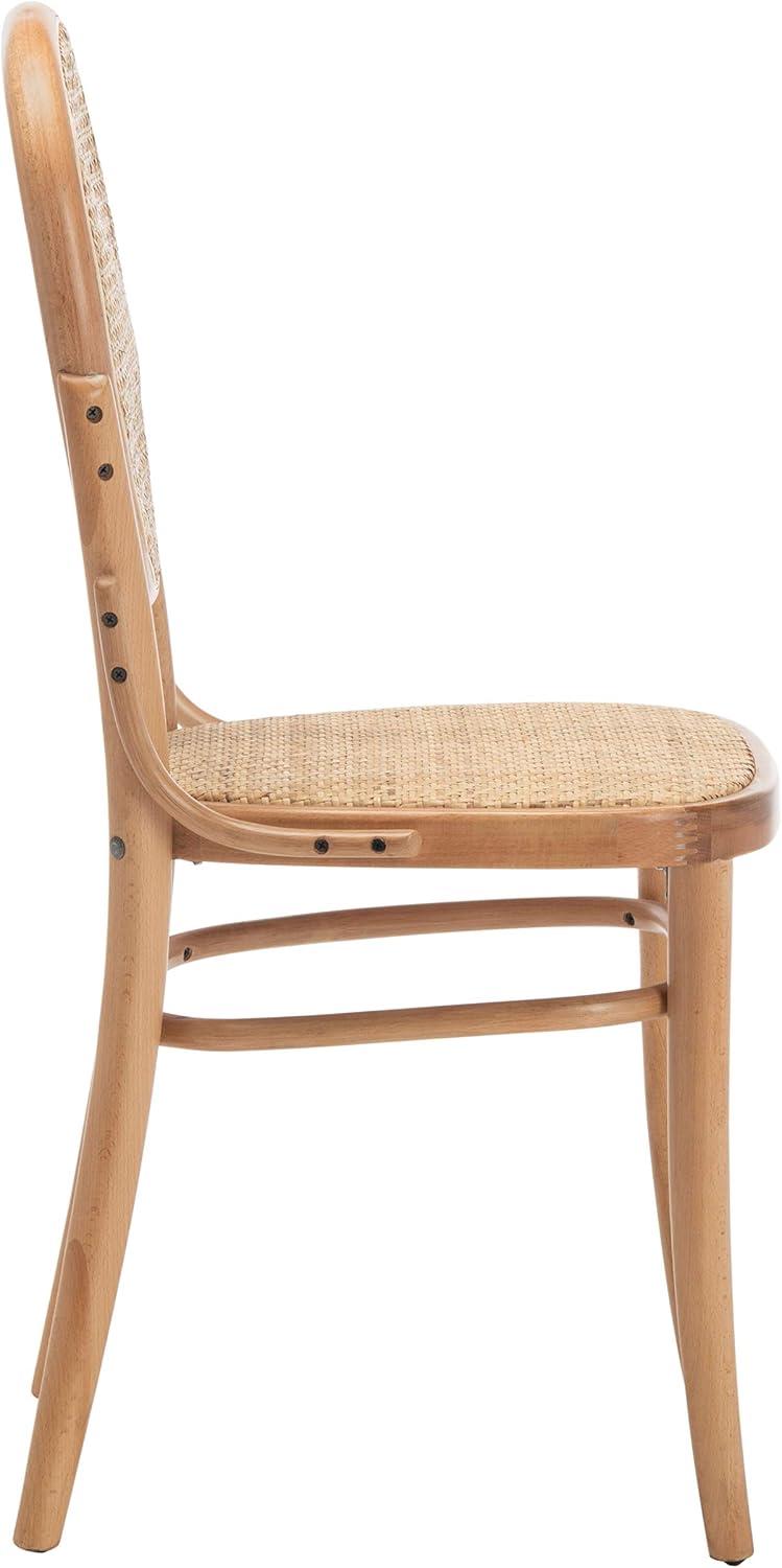 Elegant Transitional Natural Cane and Wood Side Chair