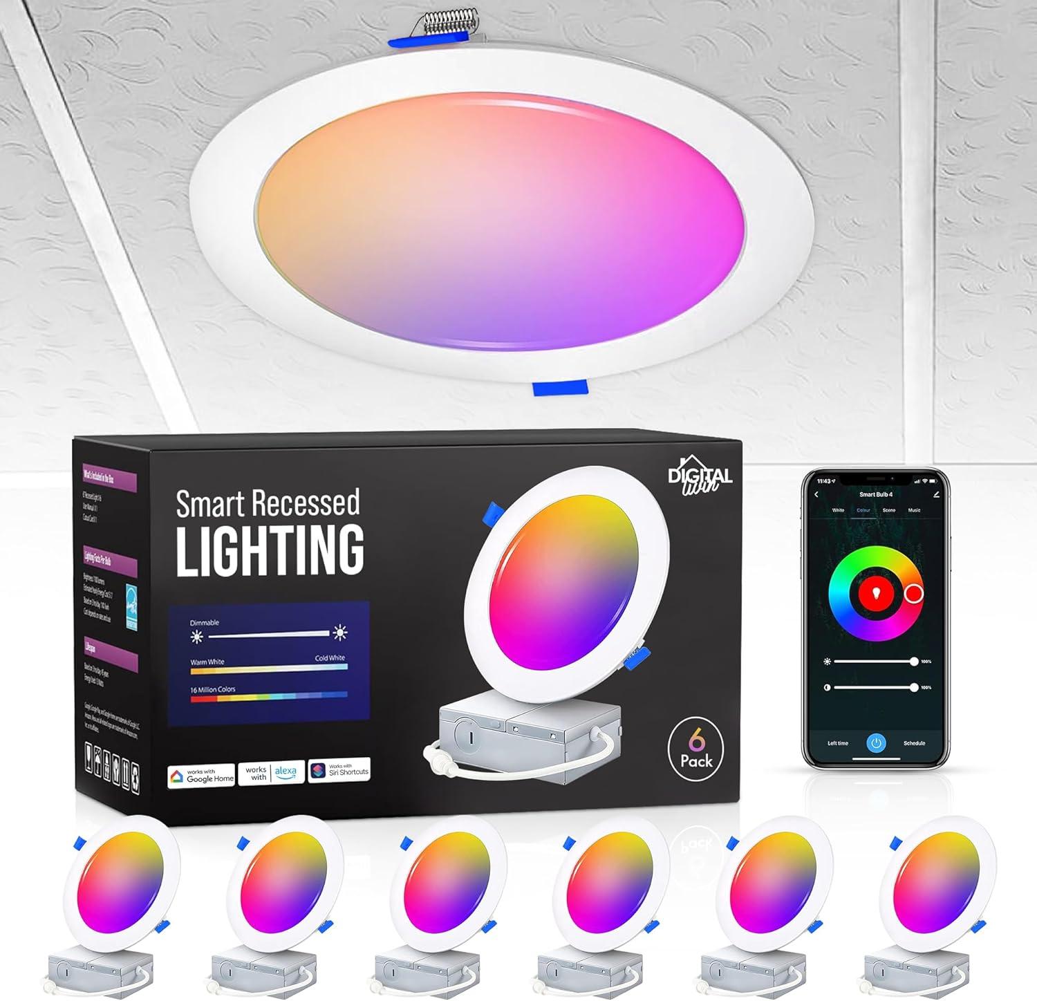 LEDVANS 4 Inch Smart Recessed Light, Color Changing Rgbcw, Voice Control (Set of 4) F-80425