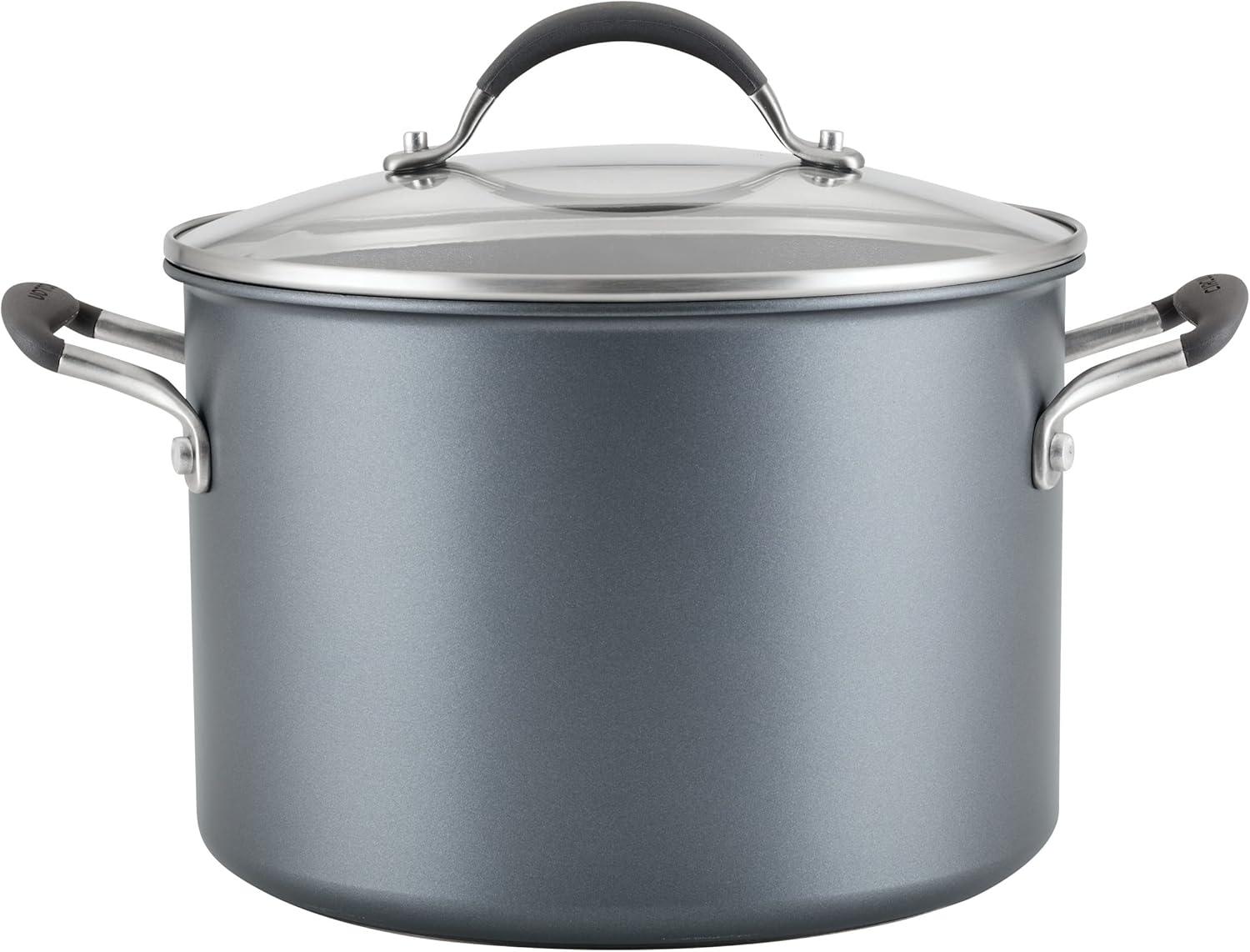 Circulon ScratchDefense with ScratchDefense Nonstick Induction Stockpot with Lid, 8 Quart, Graphite