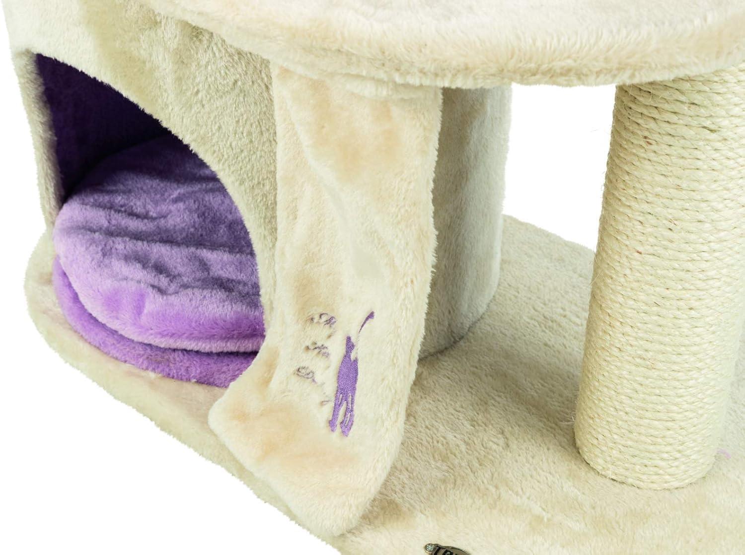 TRIXIE My Kitty Darling Castle Condo, Plush Cat Tree, Sisal Scratching Post, Removable Bed, Crinkling Blanket, Cat Toy
