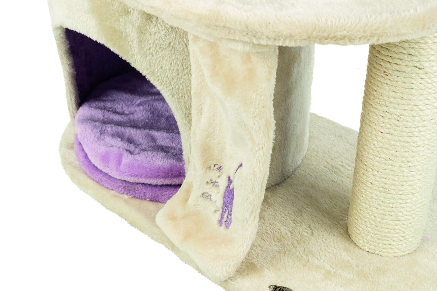 TRIXIE TRIXIE My Kitty Darling Castle Condo, Plush Cat Tree, Sisal Scratching Post, Removable Bed, Crinkling Blanket, Cat Toy