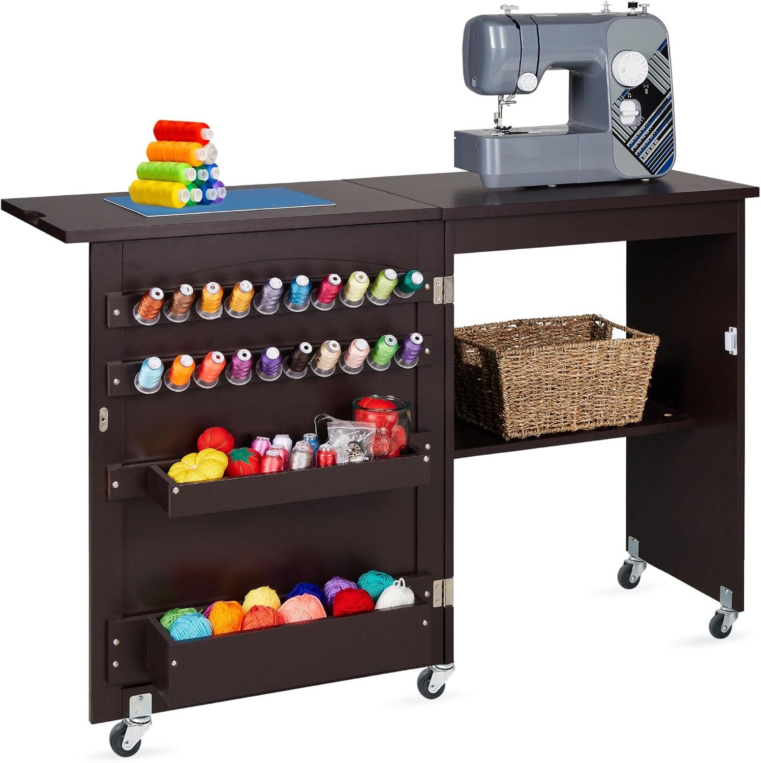 Best Choice Products 46'' x 16'' Sewing Table with Sewing Machine Platform and Wheels