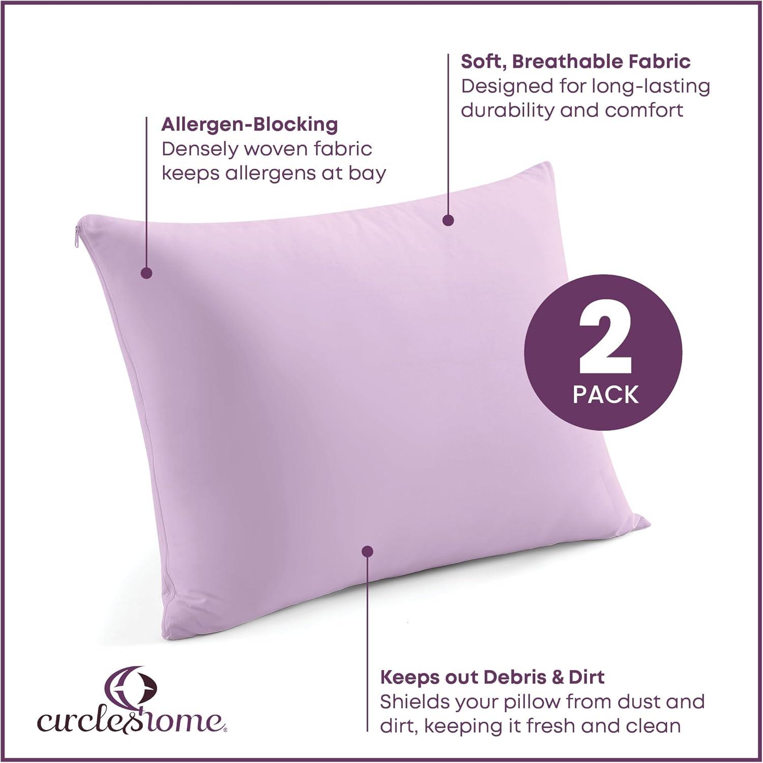100% Cotton Zippered Pillow Protector (2 pck) Standard - Lavender