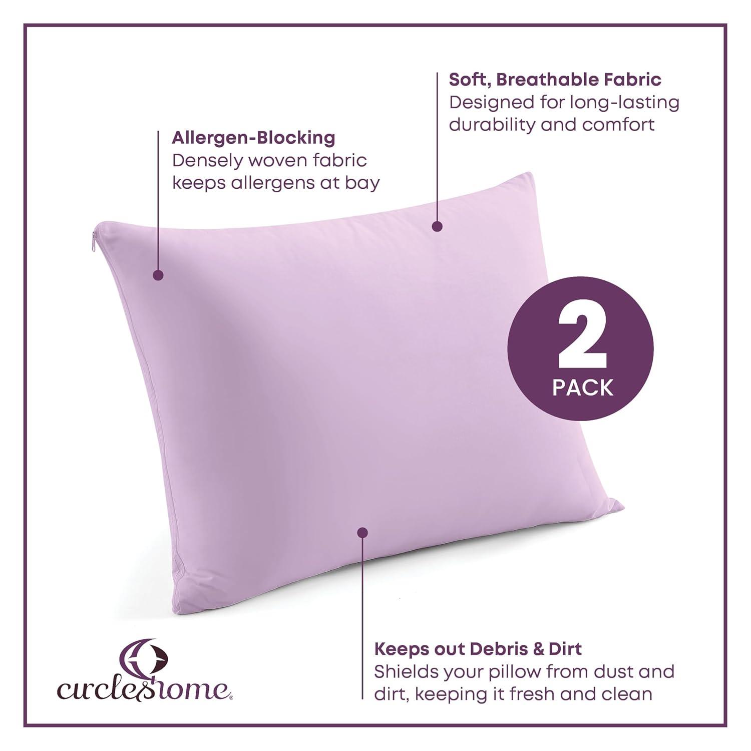 100% Cotton Zippered Pillow Protector (2 pck) Standard - Lavender