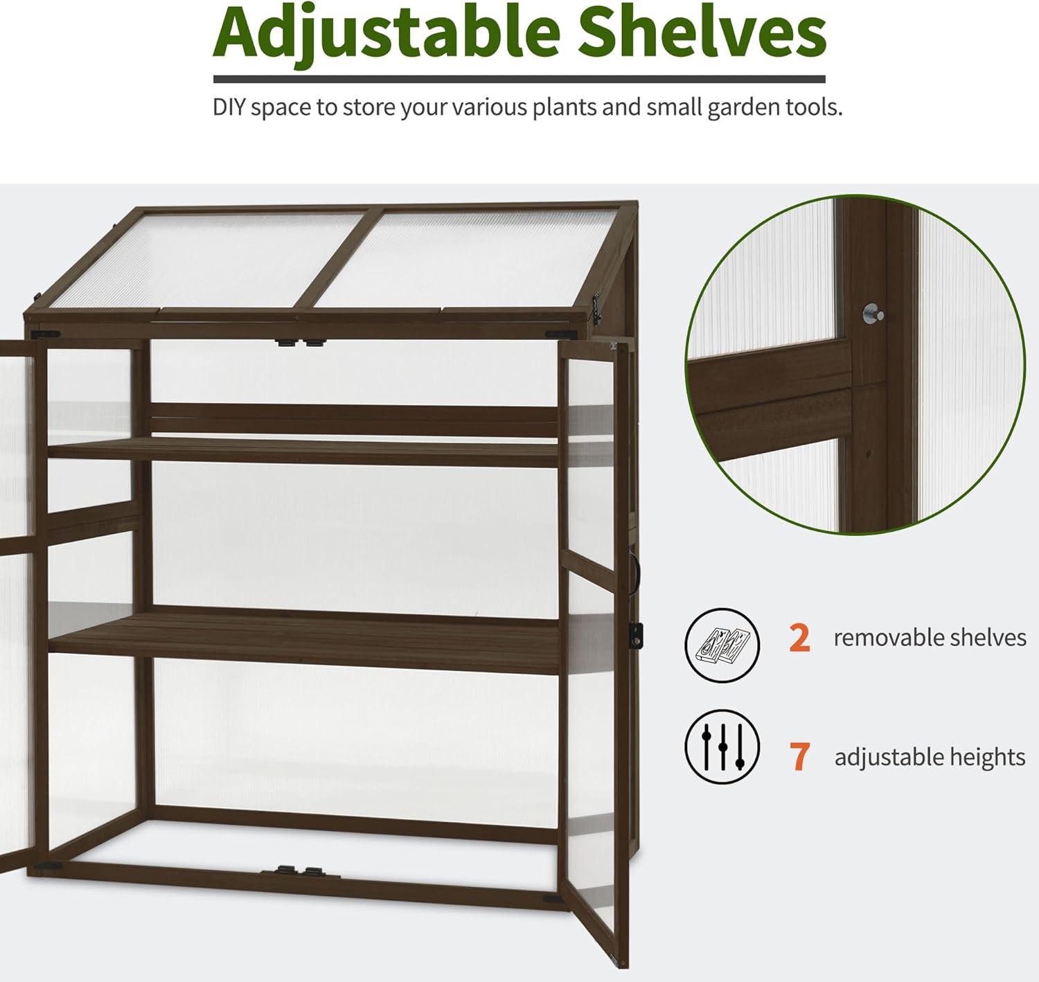 44.5" W x 24.8" D Cold Frame Greenhouse with Adjustable Shelves for Outdoor Indoor Use