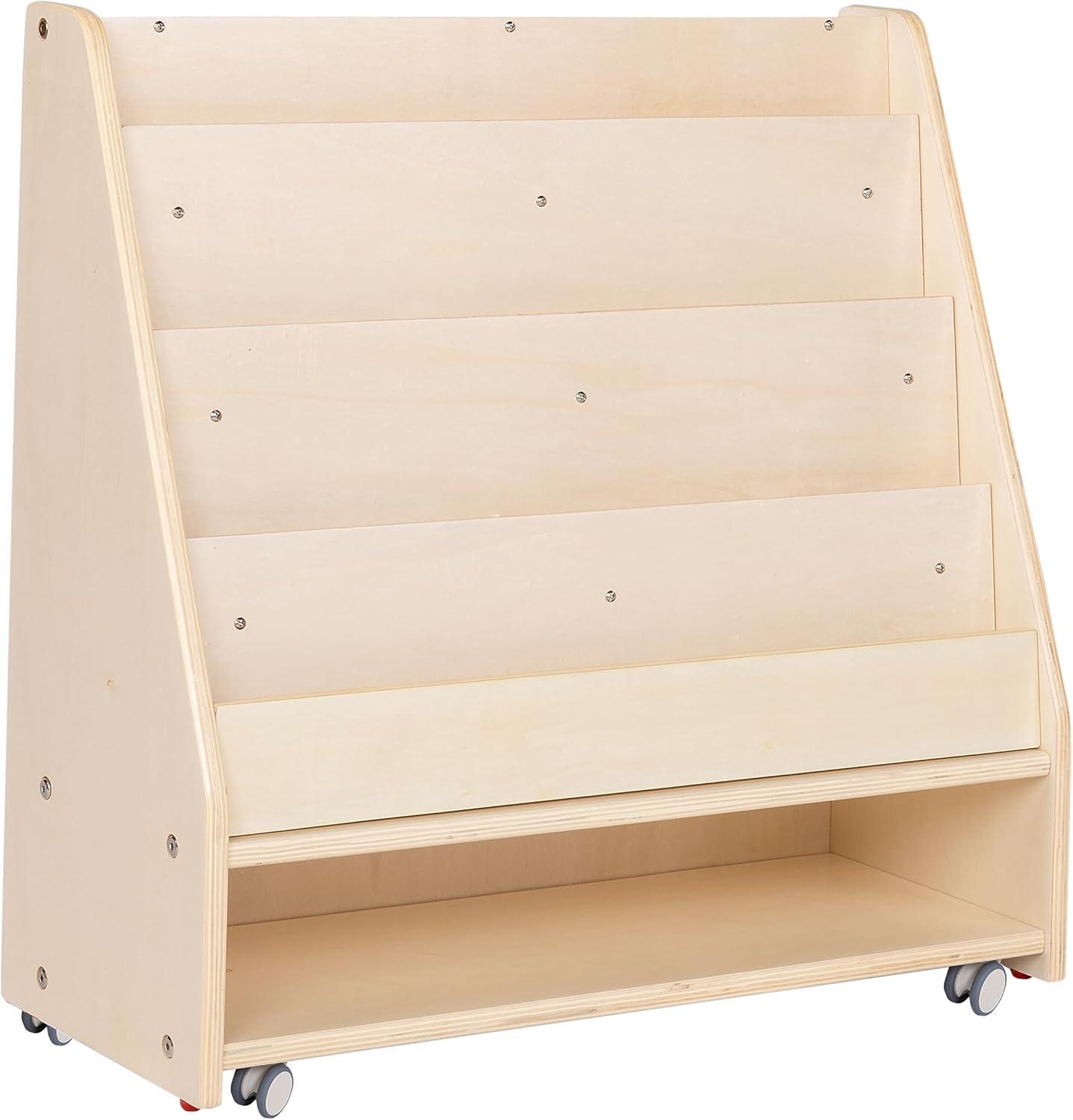 Angeles Angeles Mobile 4-Shelf Book Display with Storage - RTA