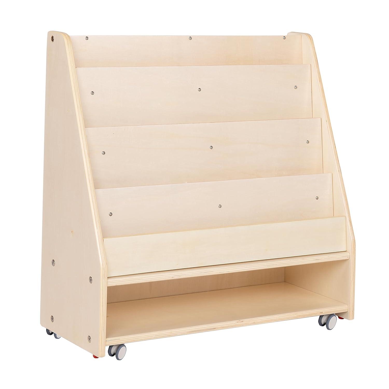 Angeles Angeles Mobile 4-Shelf Book Display with Storage - RTA