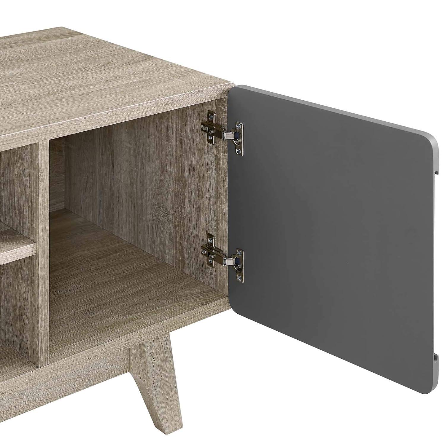 Modway Tread 70" Modern Wood TV Stand for TV up to 76" in Natural/Gray