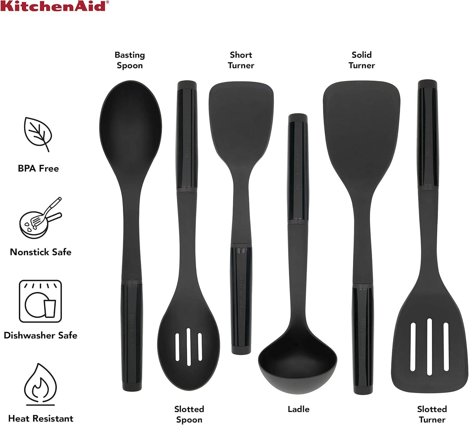 Black Nylon 6-Piece Heat-Resistant Kitchen Tool Set