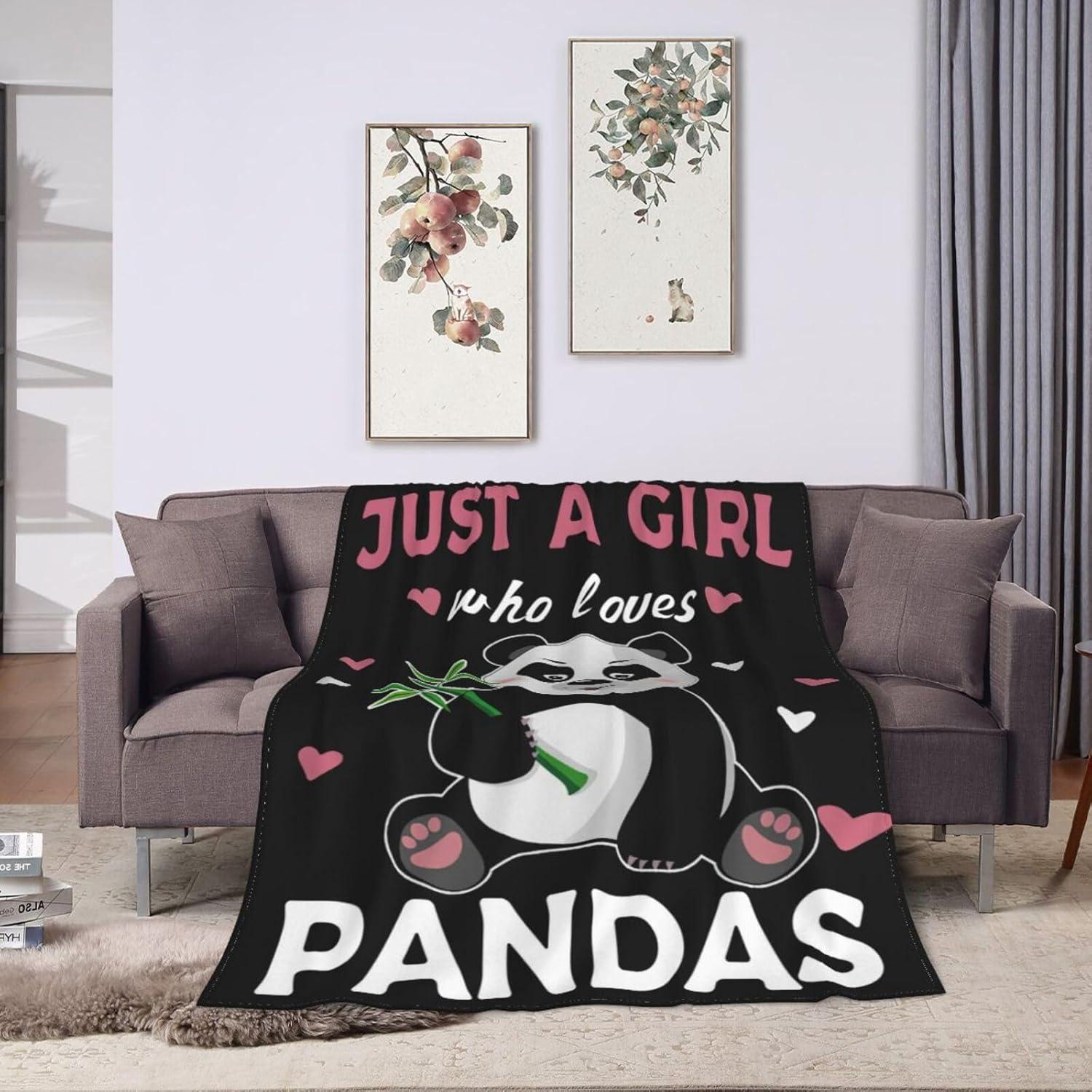 Panda Blanket Cute Panda Plush Throw Blanket Super Soft Cozy Warm Fleece Just A Girl Who Loves Panda Bedding Blanket Gifts for Kids Girls Boys Women 40"X50"