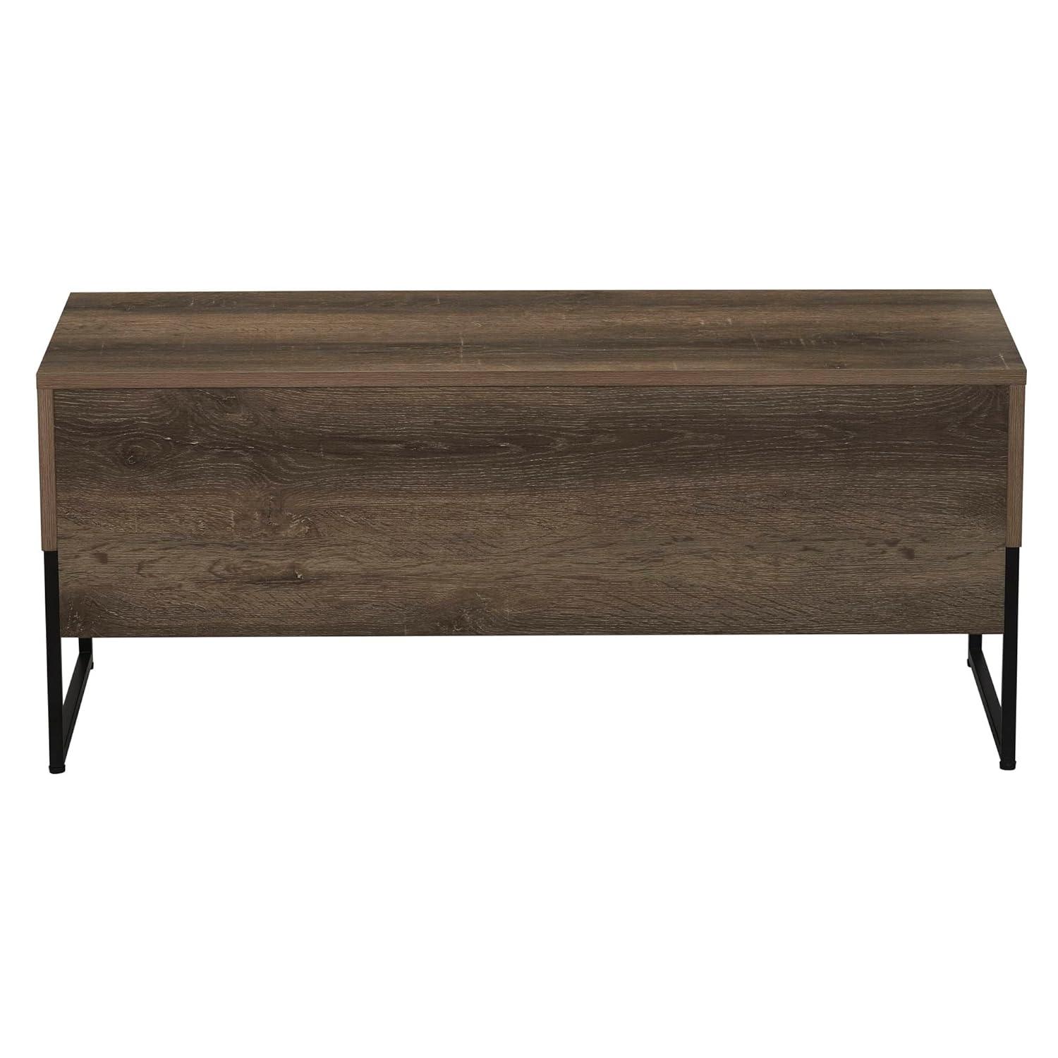 Household Essentials Wrap TV Stand with Storage Compartment Ashwood Rustic Wood Grain and Black Metal