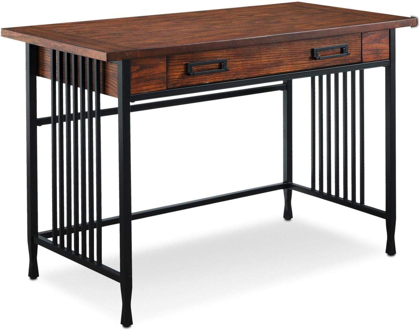 Ironcraft Mission Oak Computer Desk with Matte Black Frame