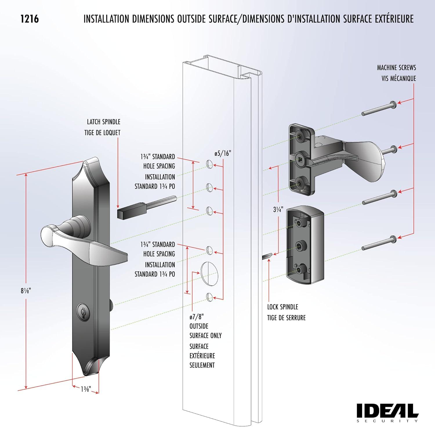 Black Metallic L-Shaped Lever Set with Keyed Deadbolt