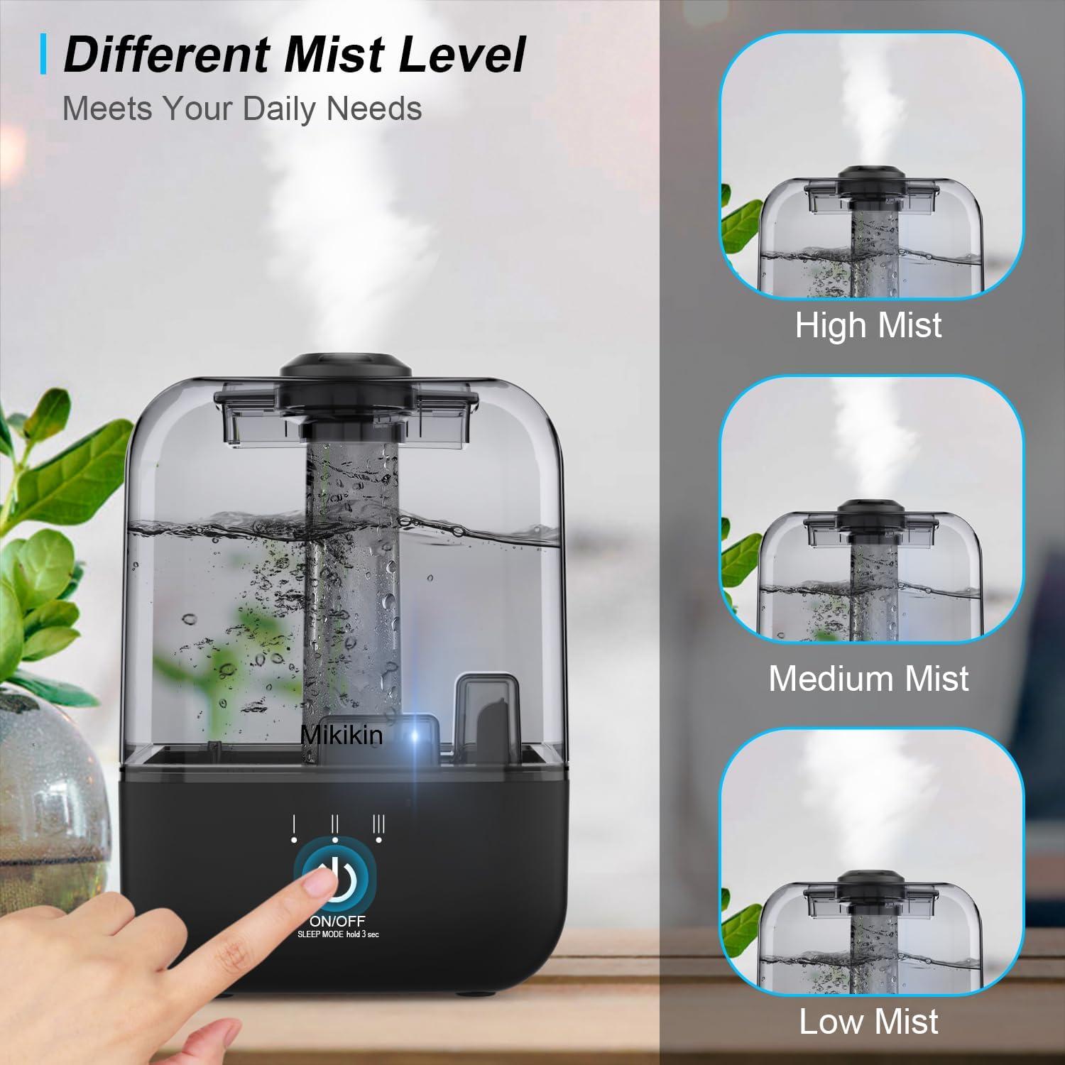 Black Ultrasonic Cool Mist Humidifier with 4.5L Tank