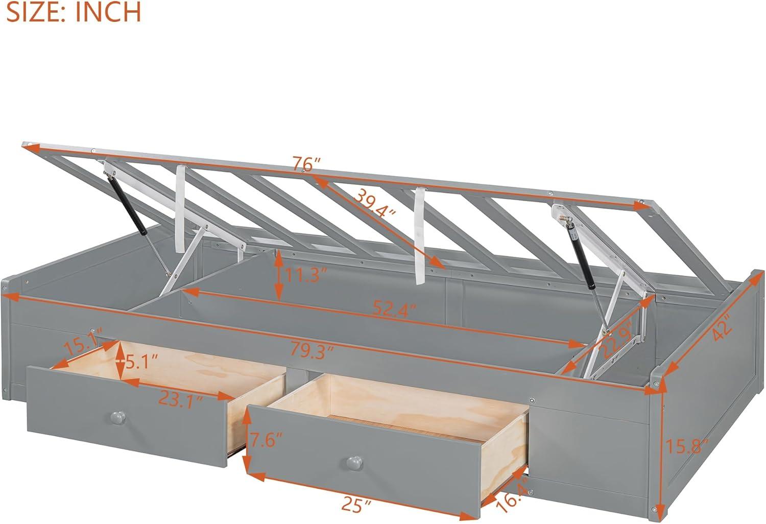 yuanhuan Twin Bunk Bed With Drawers, Wardrobe, Storage Shelves And Hydraulic Bed
