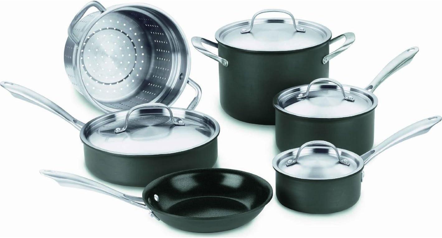 Gray Non-Stick Aluminum 10-Piece Cookware Set