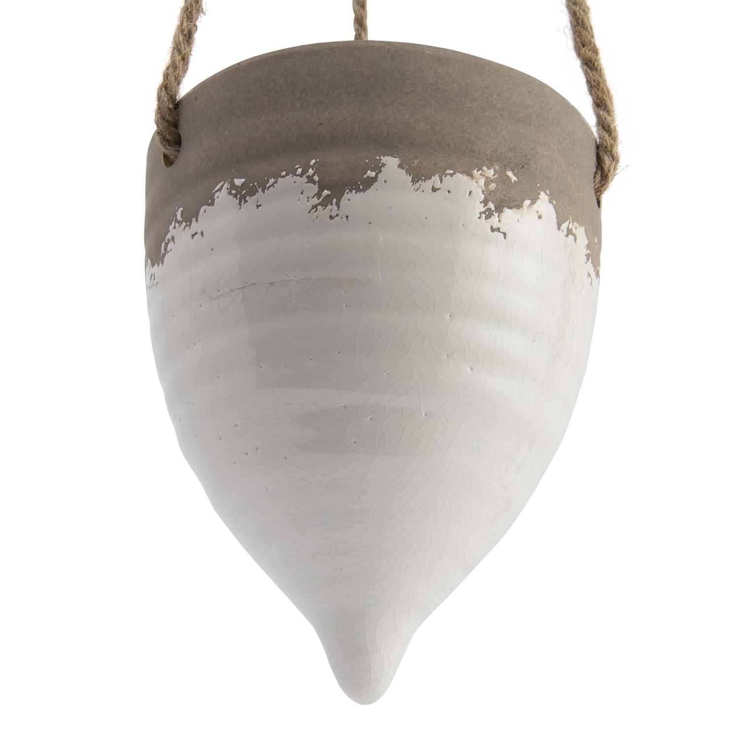 Jute Hanging Planter (8.5") - Storied Home: Indoor Bohemian Stoneware, No Assembly, Ceiling Mount