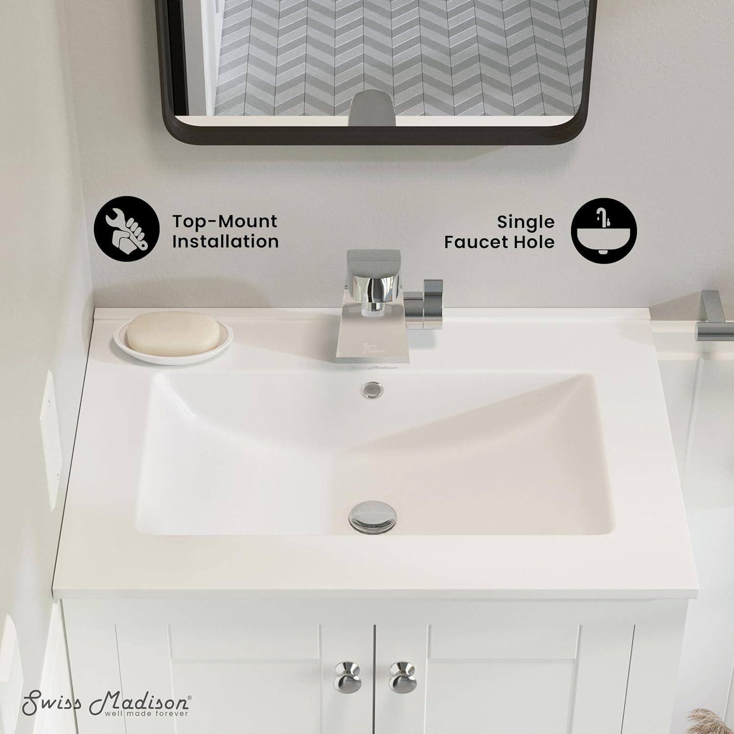Swiss Madison Ceramic 24" Single Bathroom Vanity Top