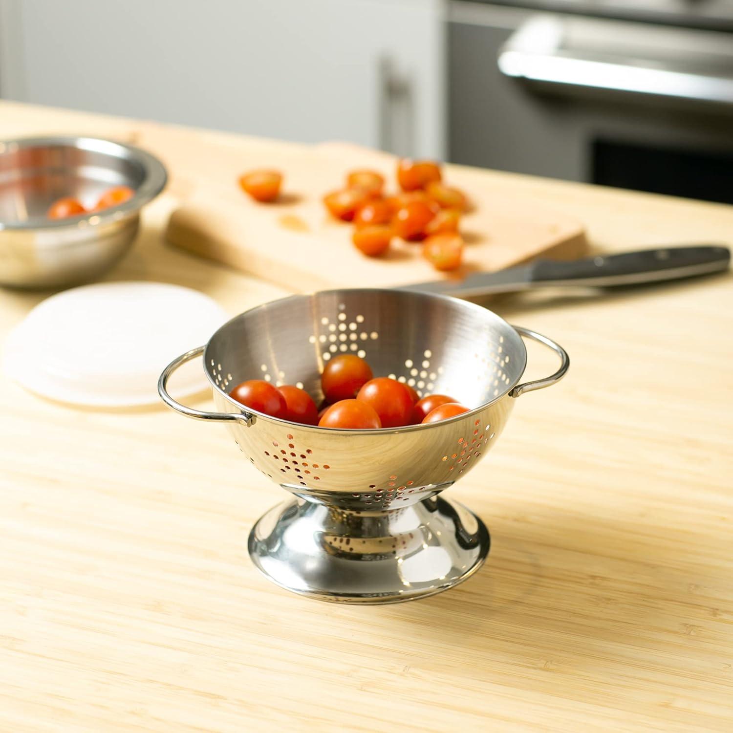 Mini Stainless Steel Colander with Pierced Design