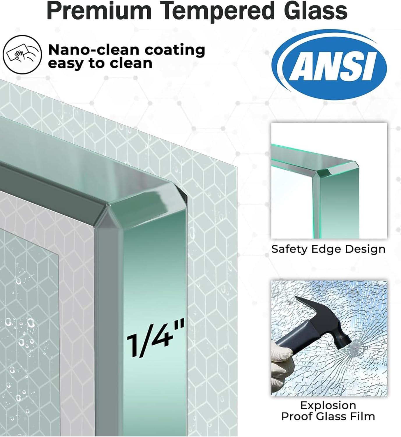 LOONGFIELD Sliding Shower Glass Door 56-60 In. W X 72 In. H, Adjustable Semi Frameless Shower Door, Certified Thick Clear Clear Tempered Glass, 304 Stainless Steel Handles ASTARQ-W2269P144324