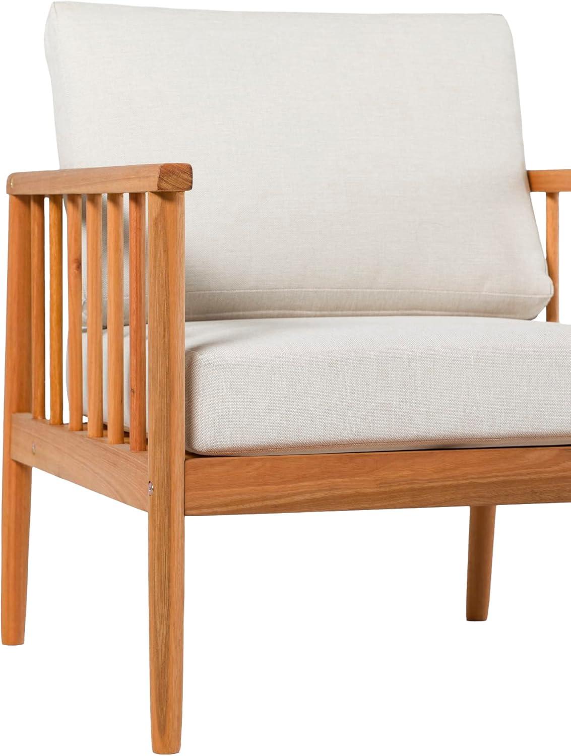 Modern Outdoor Solid Wood Spindle Style Single Lounge Chair - Natural