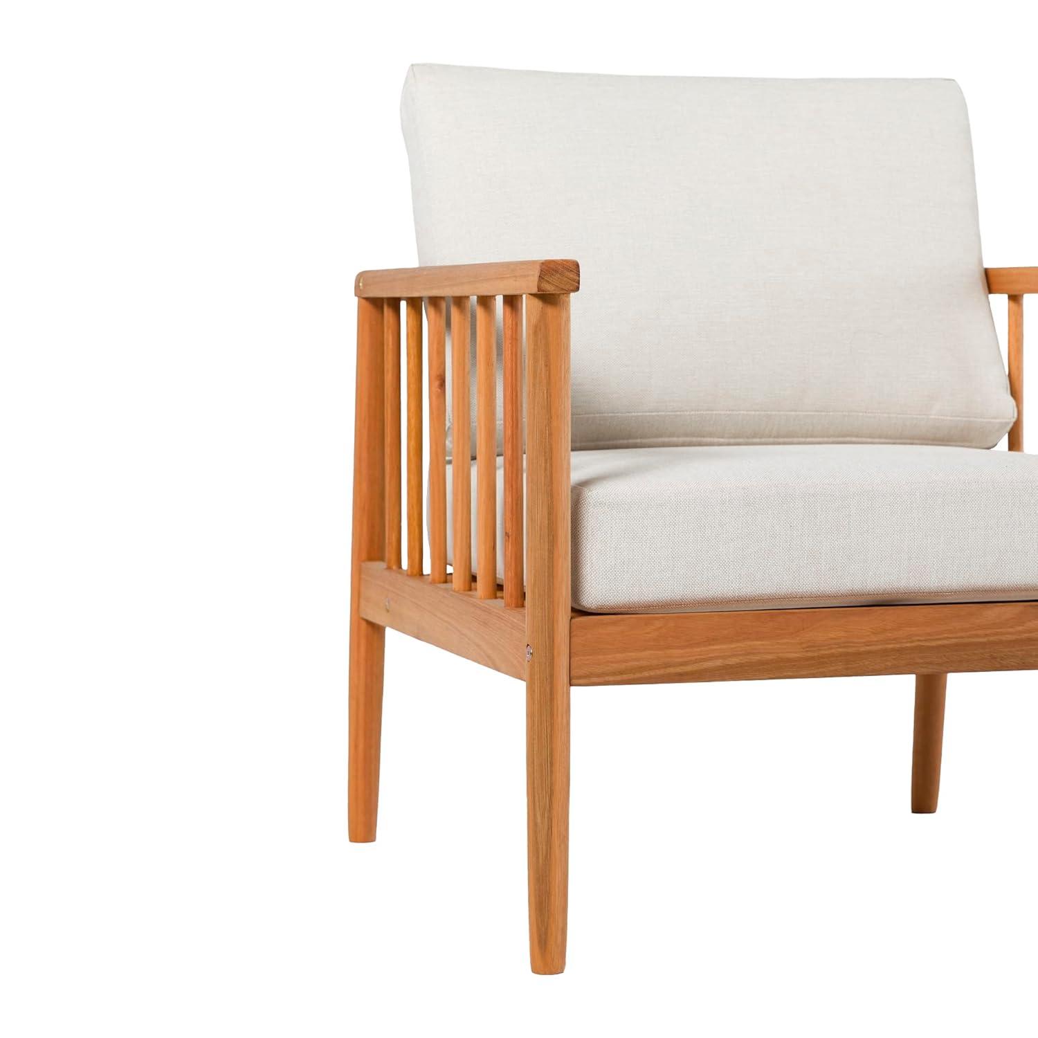 Modern Outdoor Solid Wood Spindle Style Single Lounge Chair - Natural