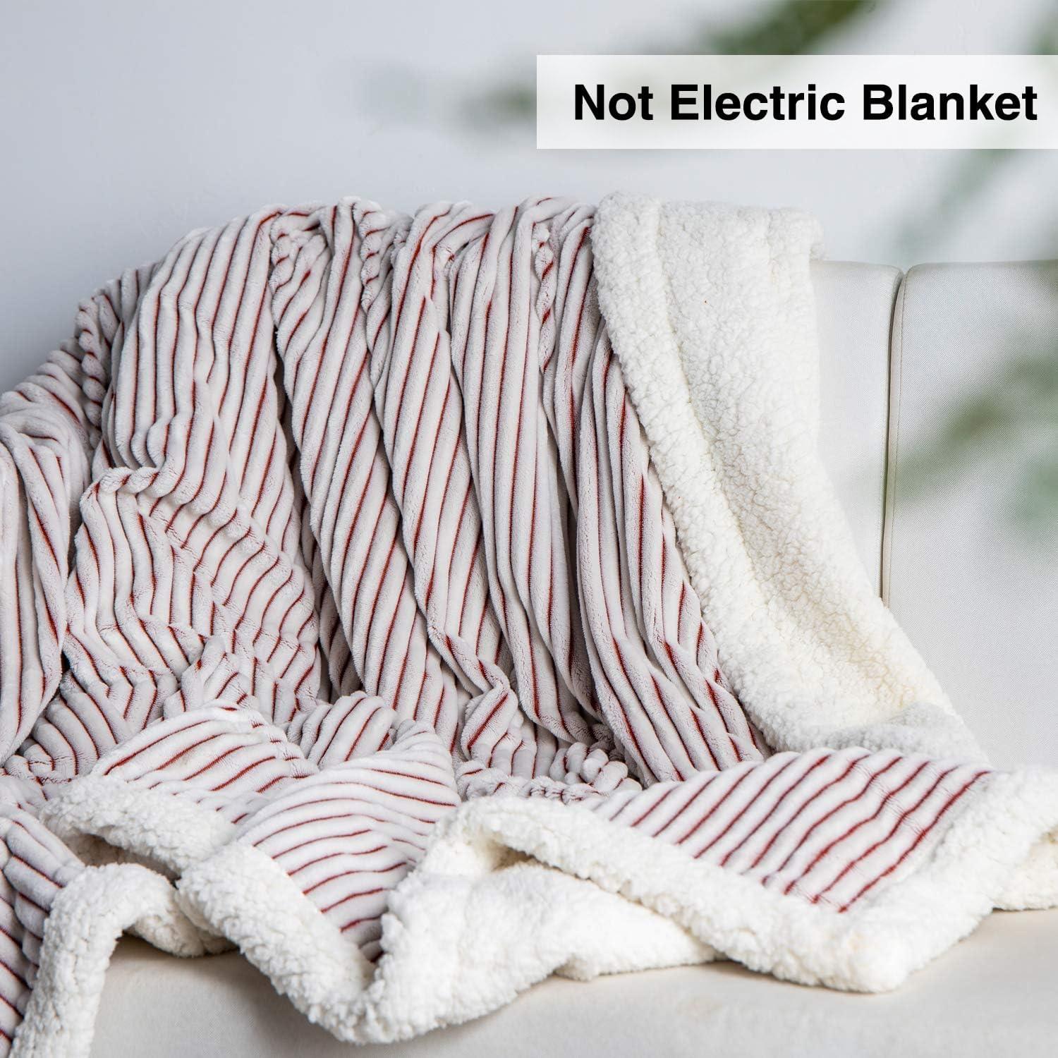 DISSA Sherpa Fleece Blanket Soft Grey and White Throw Blanket Cozy Plush Blankets for Couch Sofa Bed,51"x63"