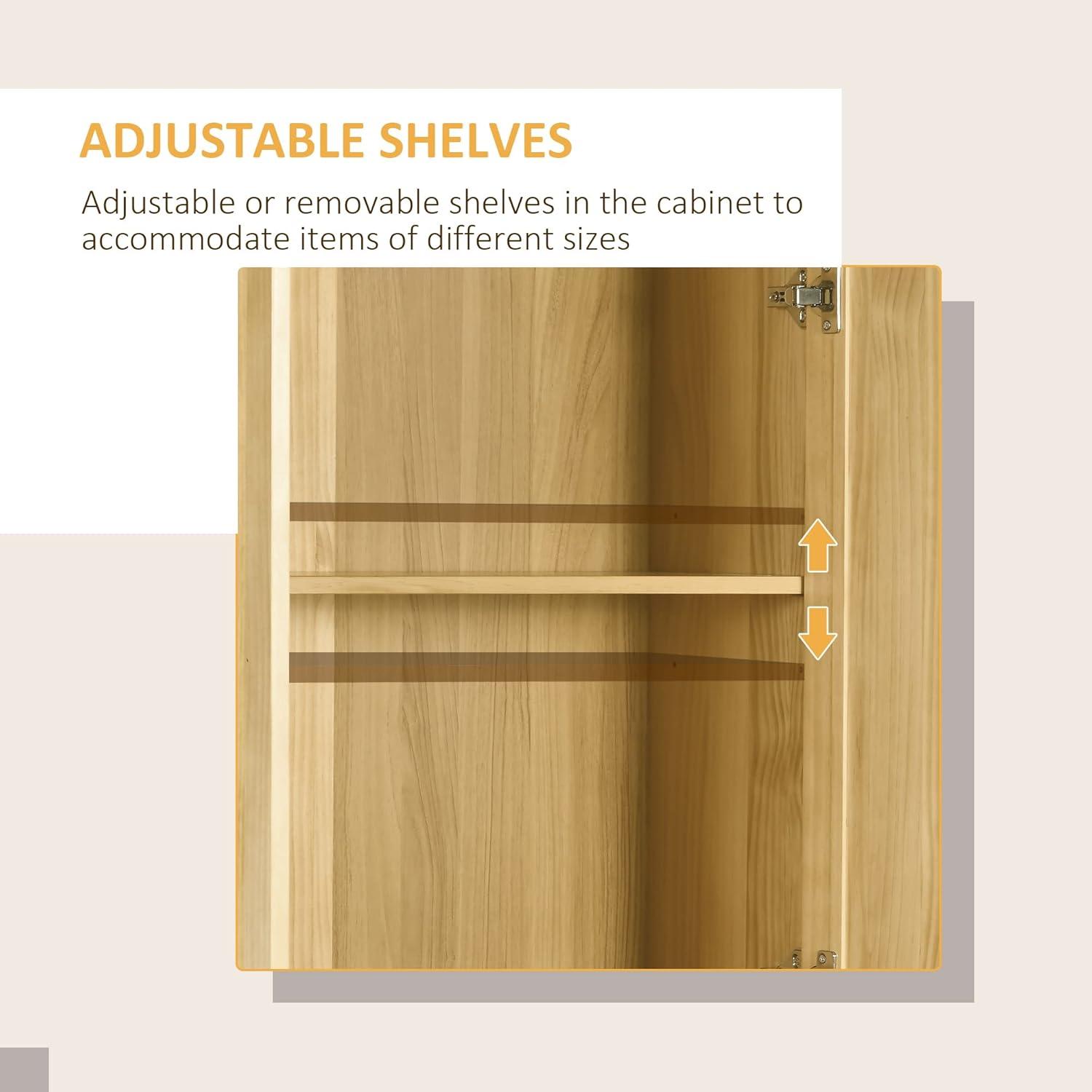 Ophelia & Co. 67" Pinewood Kitchen Pantry Storage Cabinet, Freestanding Cabinets With Doors And Shelf Adjustability