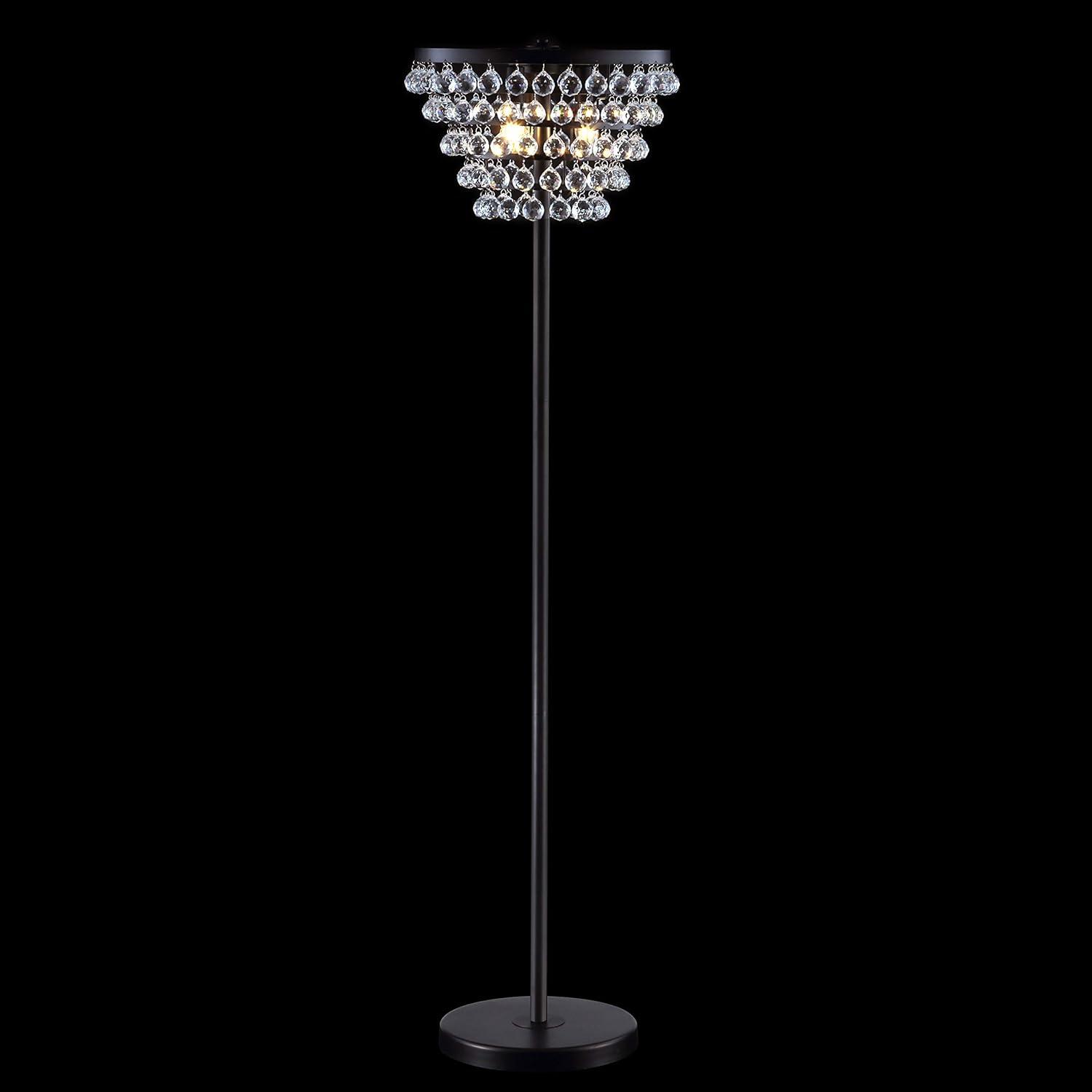 Jemma 60" Crystal/Metal LED Floor Lamp, Bronze / Clear