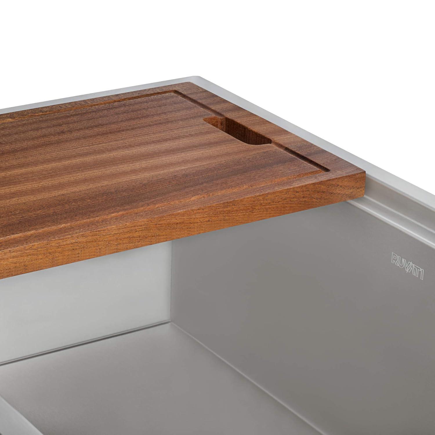 Ruvati LedgeFit Solid Wood Replacement Cutting Board for Ruvati Workstation Sinks