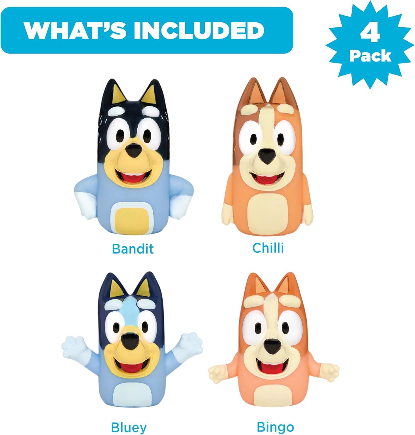 Bluey Jumbo Finger Puppets Set, Multicolor PVC Bath Toys