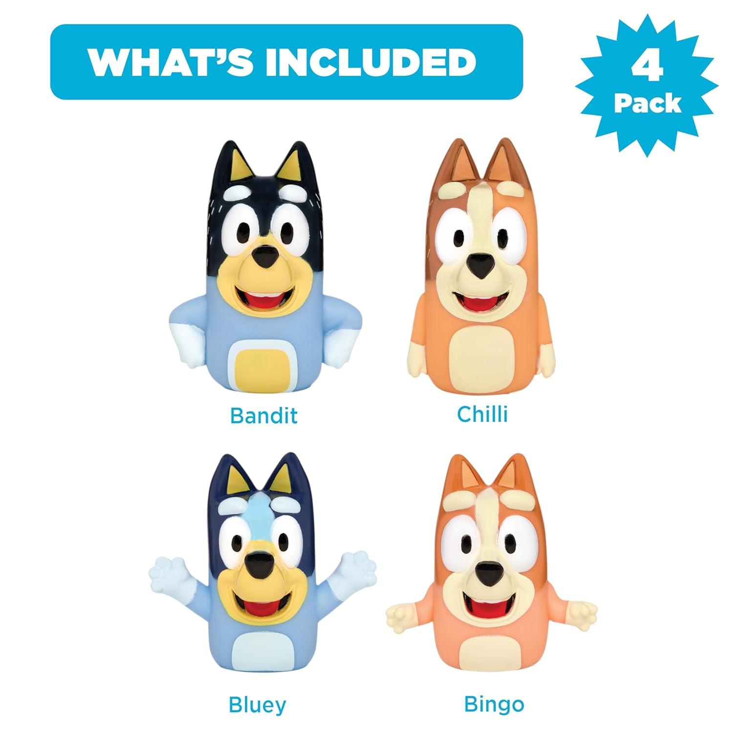 Bluey Jumbo Finger Puppets Set, Multicolor PVC Bath Toys